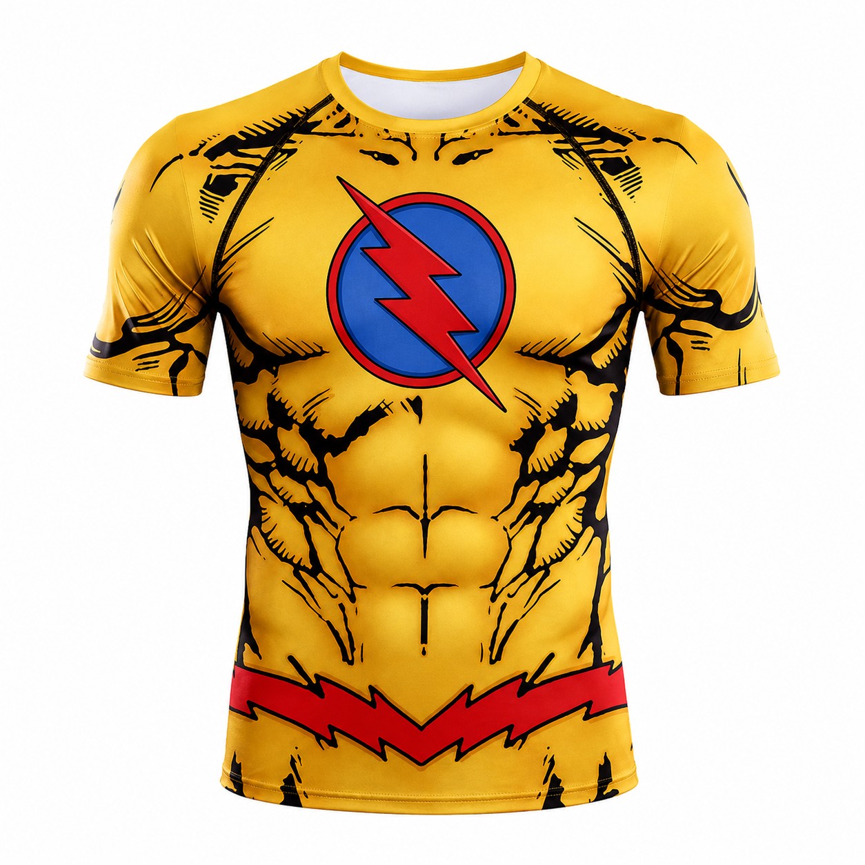 Reverse Flash Comic Orange Yellow Short Sleeve Compression Shirt