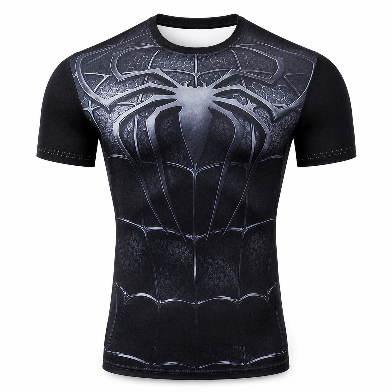Spider Man Armor Blue Black Short Sleeve Compression Shirt