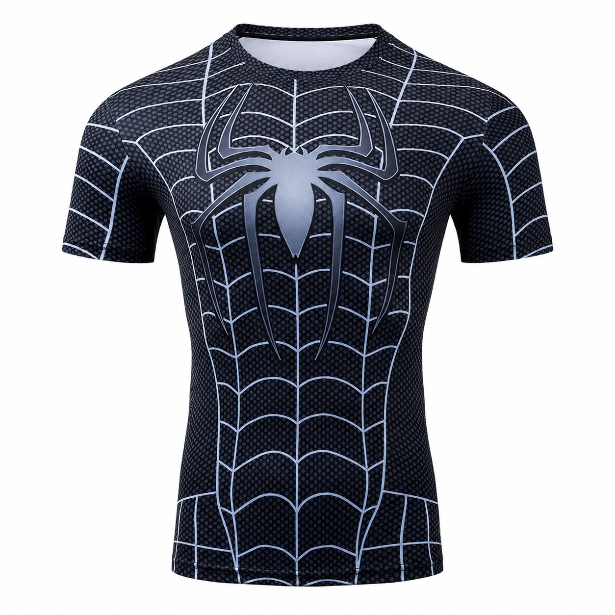 Spider Man Armored Blue Black Short Sleeve Compression Shirt